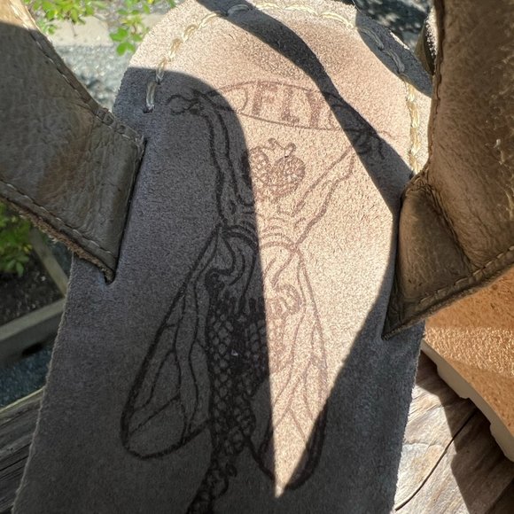 Teal Leather Wedge Sandals, Made in Portugal, Fly London, [37] size 6 - 7 - Picture 3 of 3